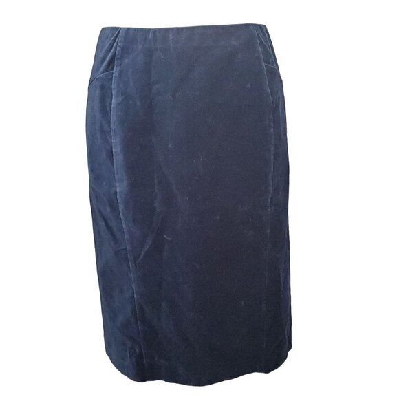 Ann Taylor Navy Blue Soft Velvet Lined Knee Length Pencil Skirt Size 4 - Picture 2 of 6